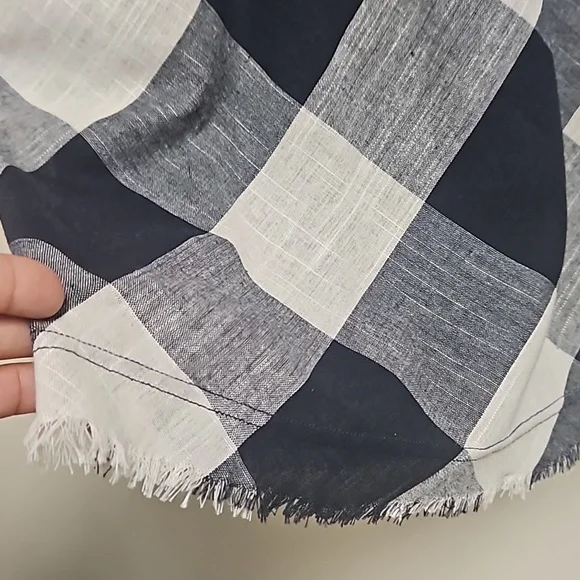 THML Checkered embroidered fringe sleeves dress women's size Medium - Picture 6 of 12